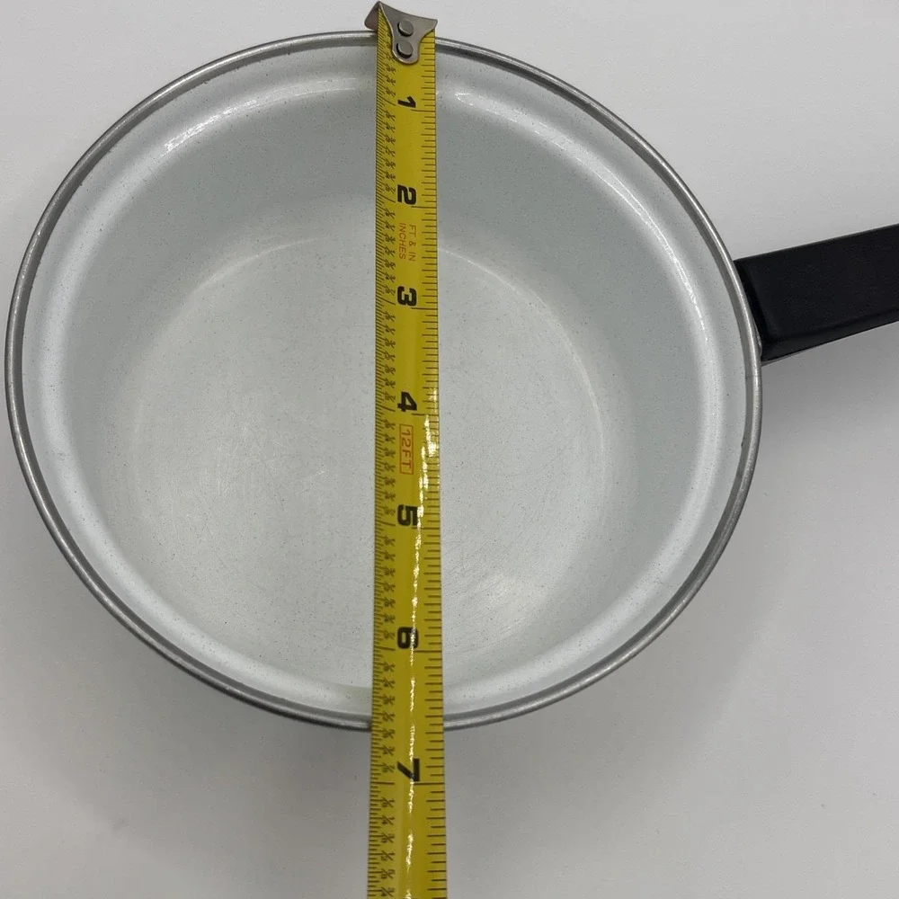 Vtg Austria Email Primavera Enamelware Saucepan Mod 70s Orange Floral Flower Pan